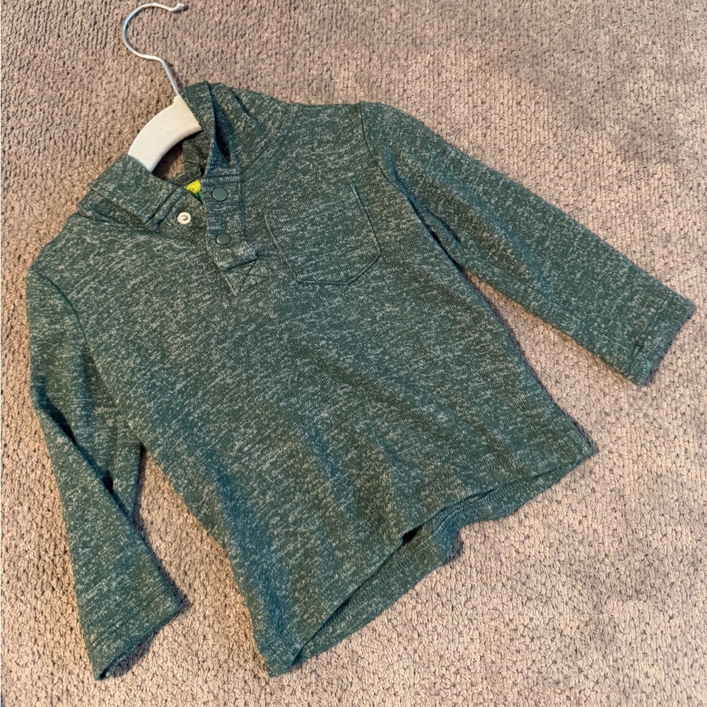 6-12 Month Green Kids Long Sleeve Shirt with Hood